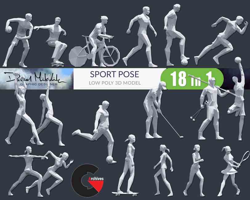 Low Poly Sport Pose PACK - 3d models