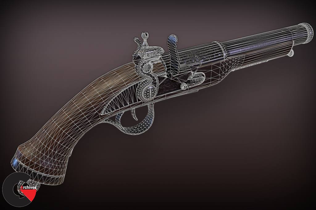 Lowpoly PBR Flintlock Pistol Pack - 3D Models