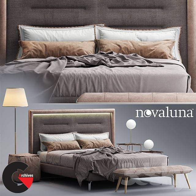 3dsky Pro - Bed Novaluna QUEEN Fabric bed