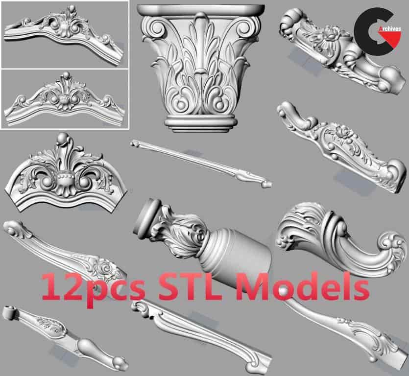 Bed sofa back flower STL relief model for cnc carving S037