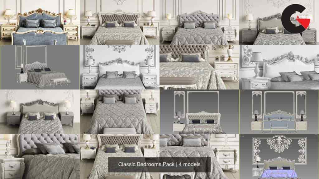 Classic Bedrooms Pack 3D Model Collection