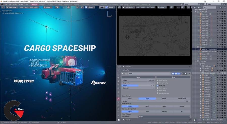 Blender 2.8 Advanced: Cargo Spaceship