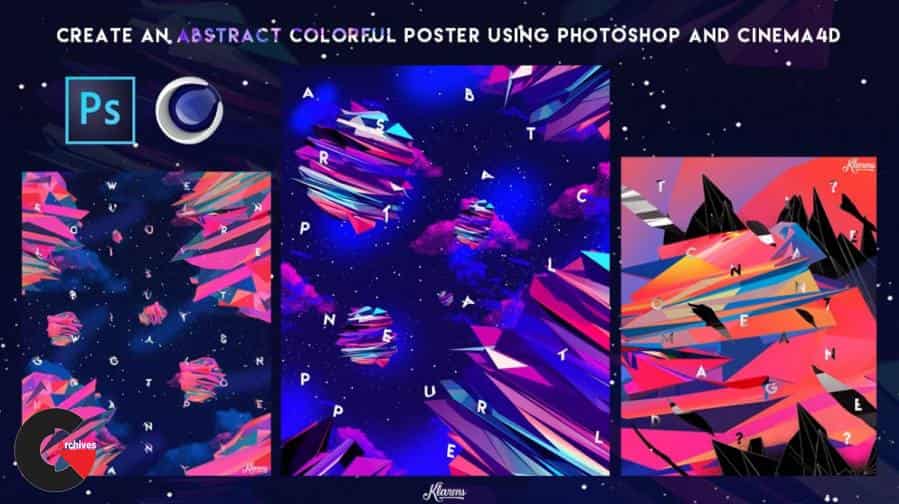 Create a colorful Abstract Poster using Cinema4D and Photoshop