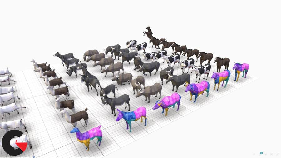 Farm Animals Pack Low-poly 3D model