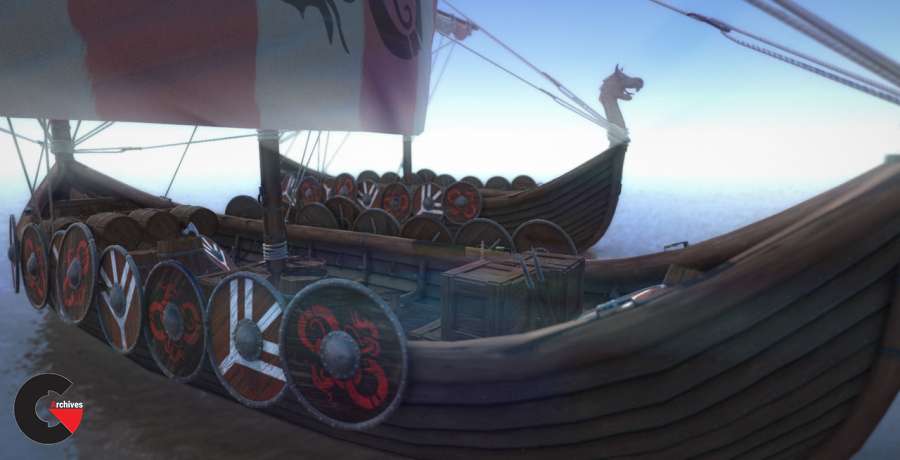 Game Ready Medieval Viking Ship Pack Low-poly 3D model