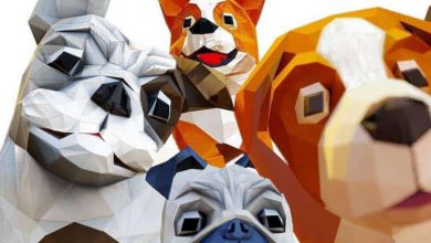 Dog pack Low-poly 3D model