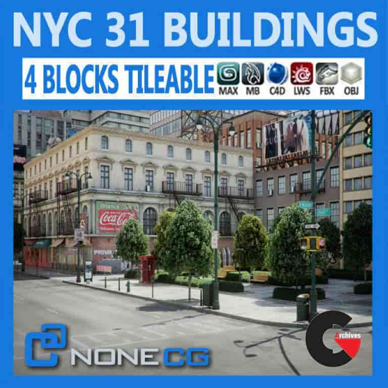 NYC - 4 Blocks - 31 Buildings 3D model