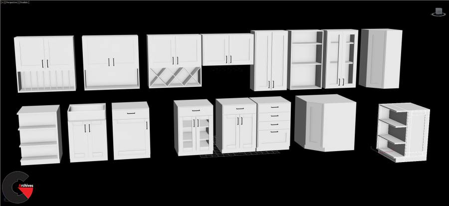 CGTrader – Vray and UE4 Shake Style Cabinets - 16 modular models