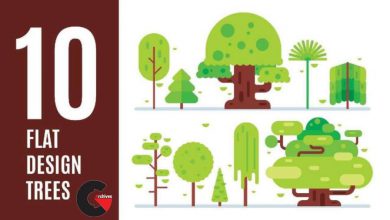 Digital Illustration 10 Flat Design Trees in Adobe Illustrator