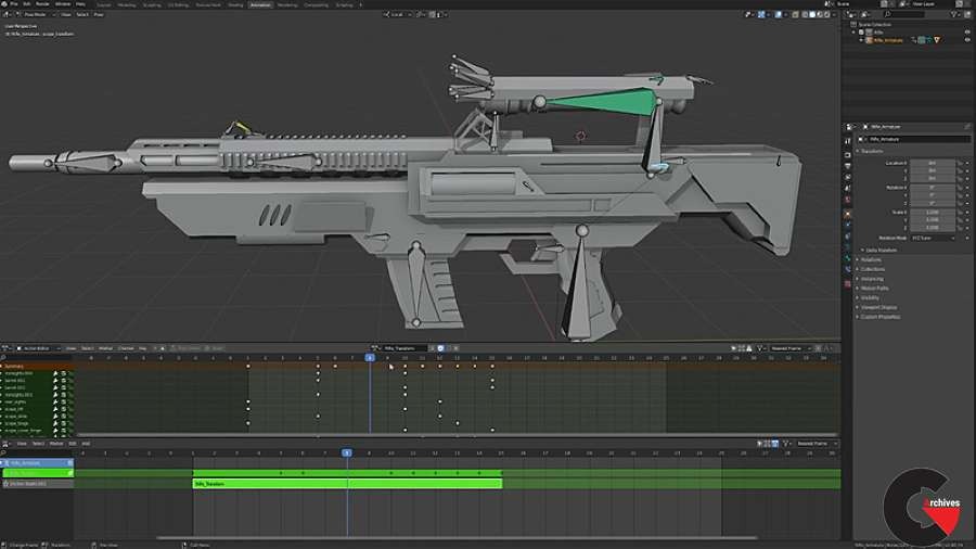 Rigging a Transforming Rifle in Blender 2.8