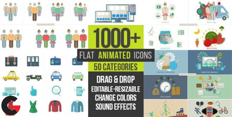 Videohive – Flat Animated Icons 1000