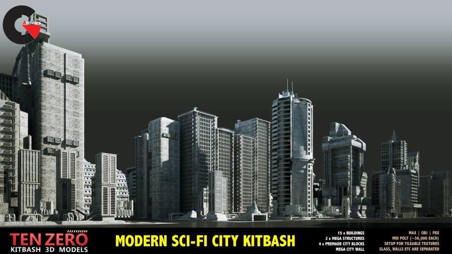 Cgtrader – Modern Sci-Fi Buildings Kitbash