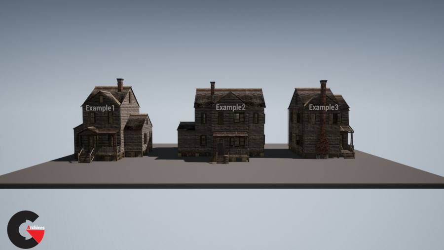 cgtrader - UE4 Abandoned wooden house modular