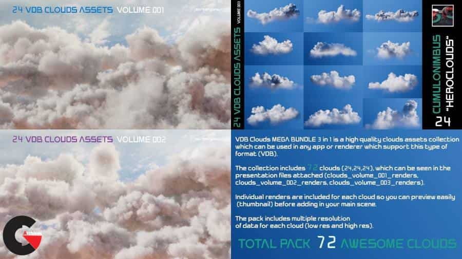 CGTrader – VDB Clouds MEGA BUNDLE 3 in 1 3D models