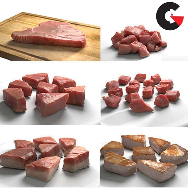 CGTrader – Tuna Meat Pack – Steak Raw Cooked Chopped Low-poly 3D model