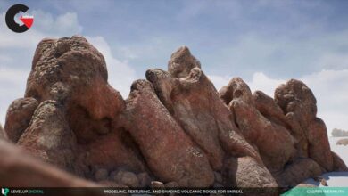 Levelup Digital – Modeling Texturing and Shading Volcanic Rocks for Unreal