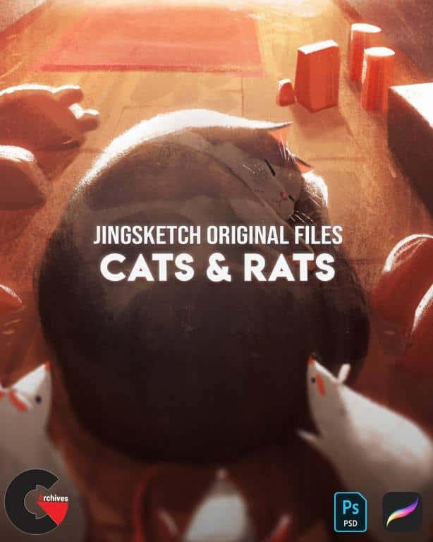 Gumroad - Cats & Rats, 7 Illustrations By Jingsketch 