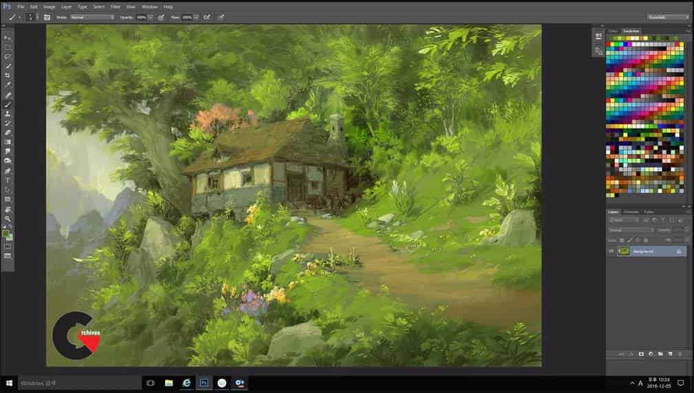 Gumroad – Paperblue – A Hut in the Woods – Digital Painting Process