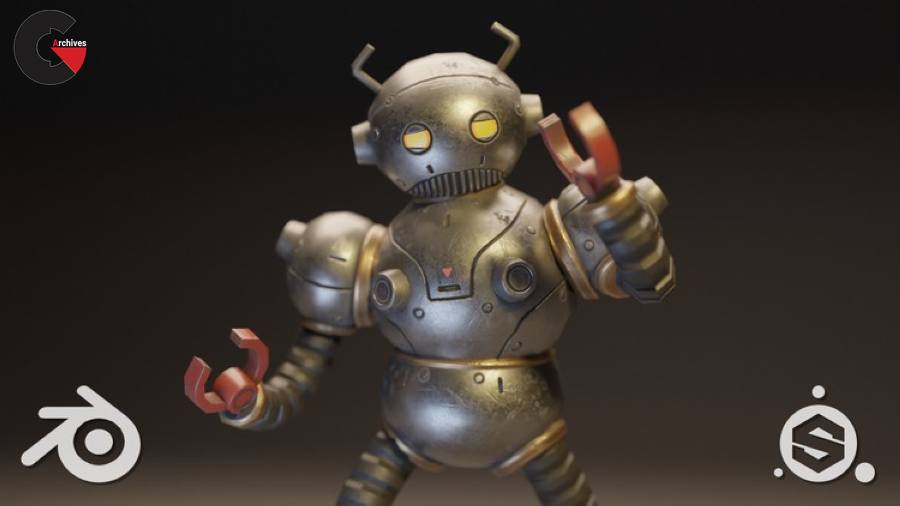 Retro Robot Modeling from Concept in Blender 2.9 by Daniel Kim
