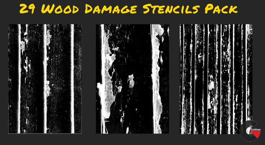 ArtStation – 29 Wood Damage Stencils Pack