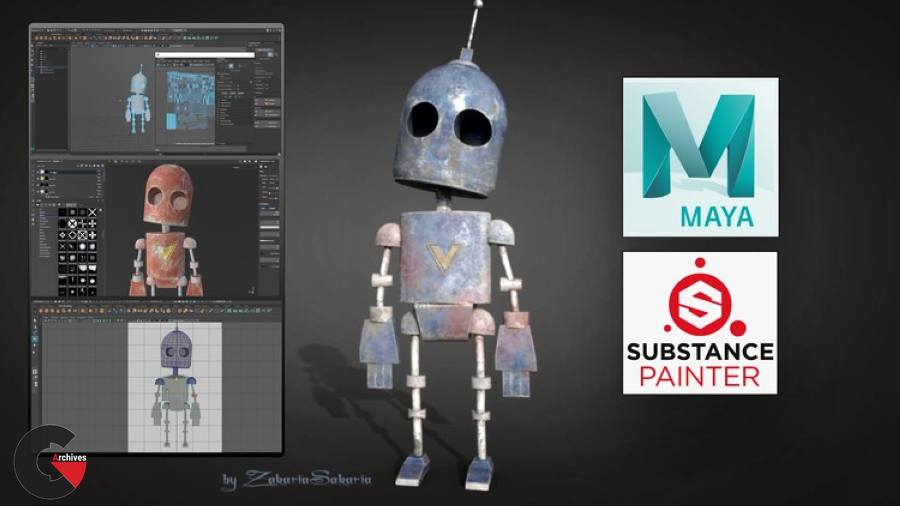 Maya and Substance Painter Model and texture Old 3D Robot - CGArchives