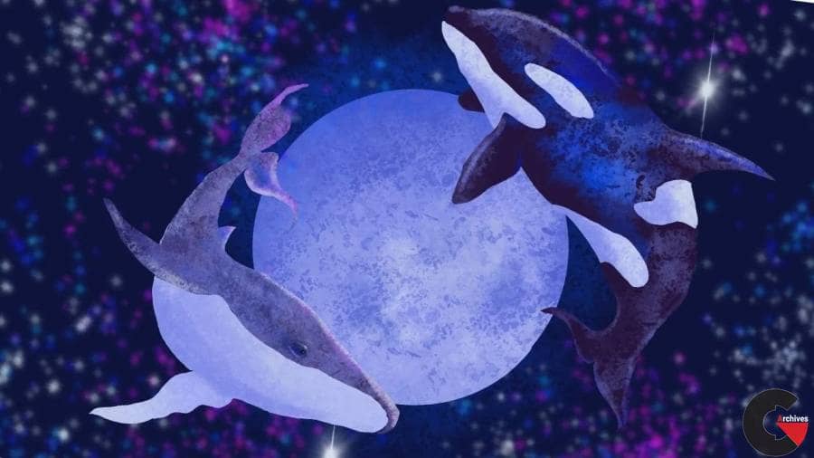 Procreate for Beginners Learn the Basics Flying Whales around the Moon