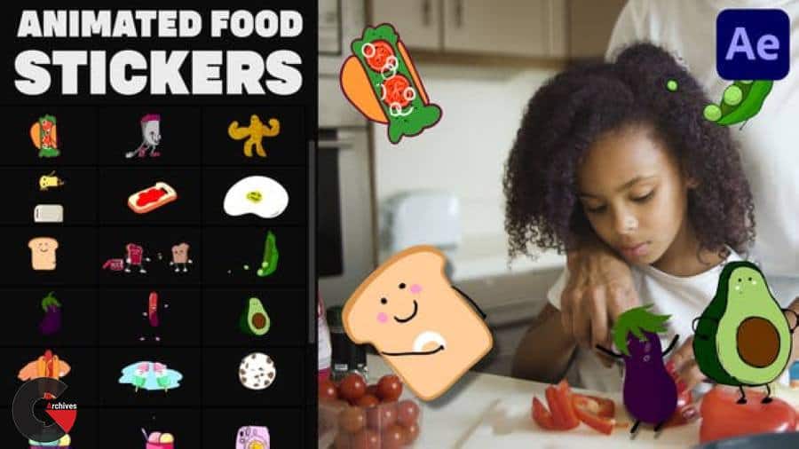 Videohive - Animated Food Stickers 34323942