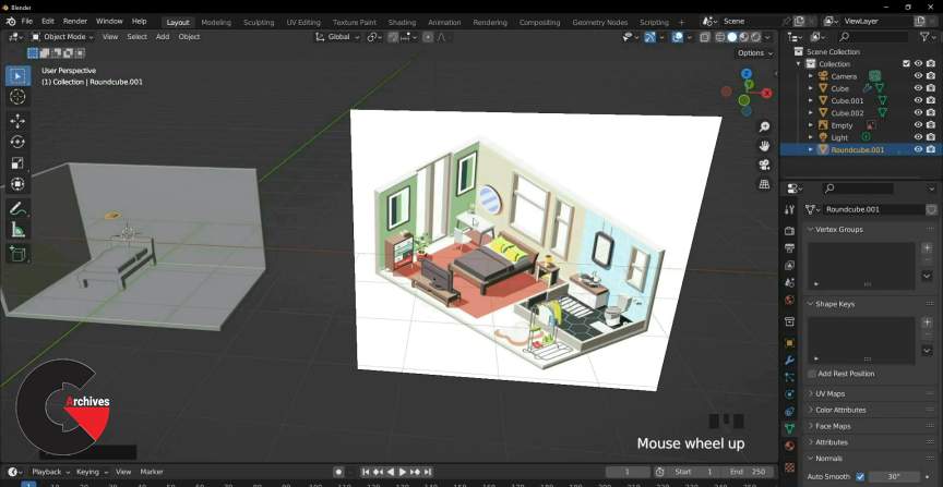 Designing a Low Poly Bedroom and Bathroom in Blender