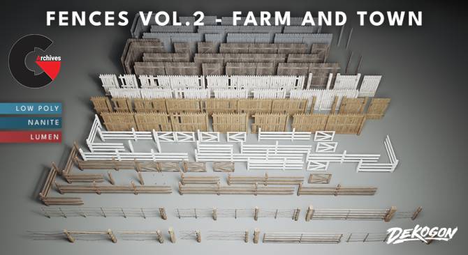 Fences VOL.2 - Farm and Town Modular (Nanite and Low Poly)