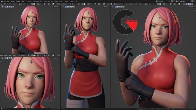 Sakura Haruno – Character Creation in Blender