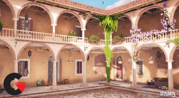 Unreal Engine – Stylized Mediterranean Courtyard ( Stylized , Courtyard , Stylised )