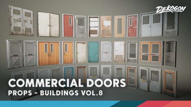 Unreal Engine – Buildings VOL.8 - Commercial Doors (Nanite & Low Poly)
