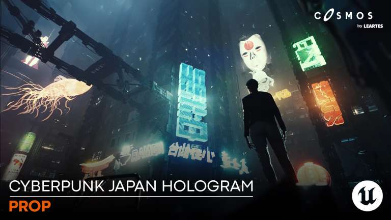 Unreal Engine – Cyberpunk Japan Holograms / Neon Set ( Set of 51 Holograms )